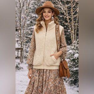 Cozy Cream Turtleneck Sweater Vest